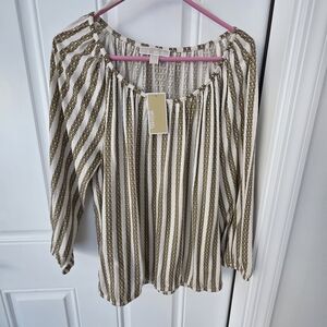 Striped Gold and White Women's Top